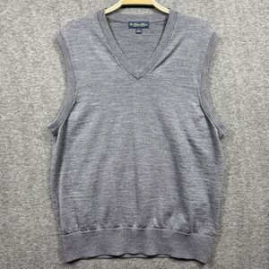 Brooks Brothers Vest Mens Large Gray V Neck Fine Merino Wool Pullover‎ Sweater L